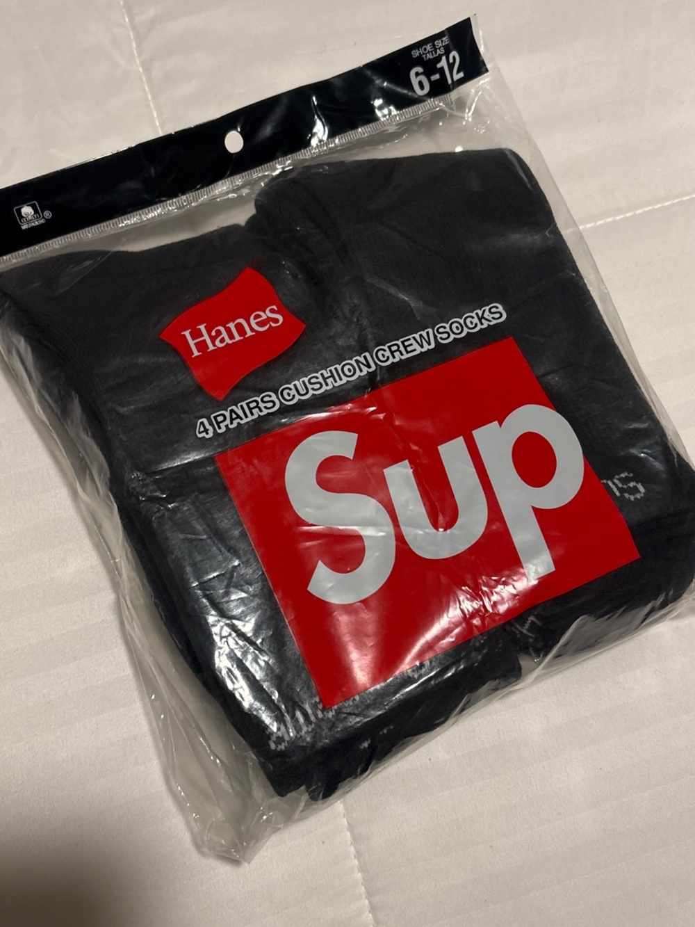 Hanes Black Crew Cushion Socks - Pack of 4